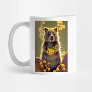 Cute quokka with Australian wild flowers v4 Mug